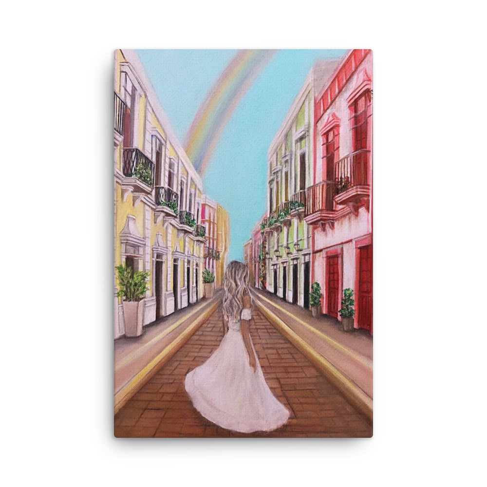 'Rainbow City' canvas print